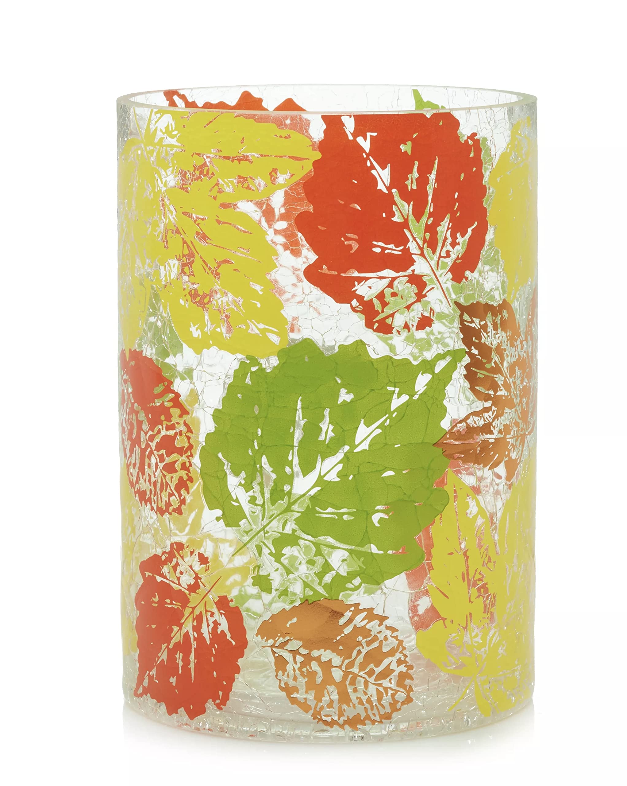 Yankee Candle Frosted Leaves Jar Candle Holder - Elegant Glass Candle Jar for Home Decor, Gifts & Holiday Ambiance