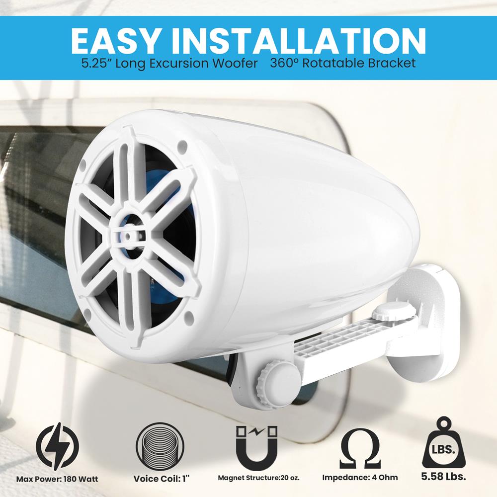 Waterproof Marine UTV Off-Road Bluetooth Speaker - Loud Outdoor Audio for Boating, ATV, Motorcycle & Adventure Activities