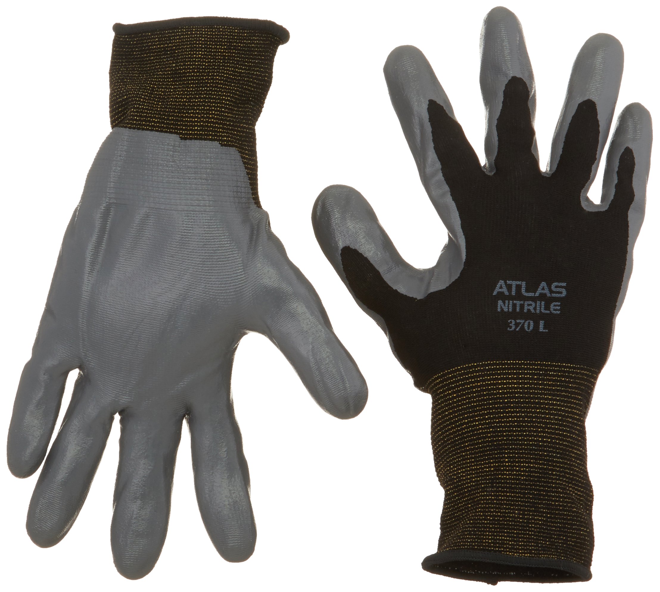 12 Pack - Showa Atlas 370 Black Work Gloves - Large Size, Durable & Comfortable for Construction, Gardening, and DIY Projects