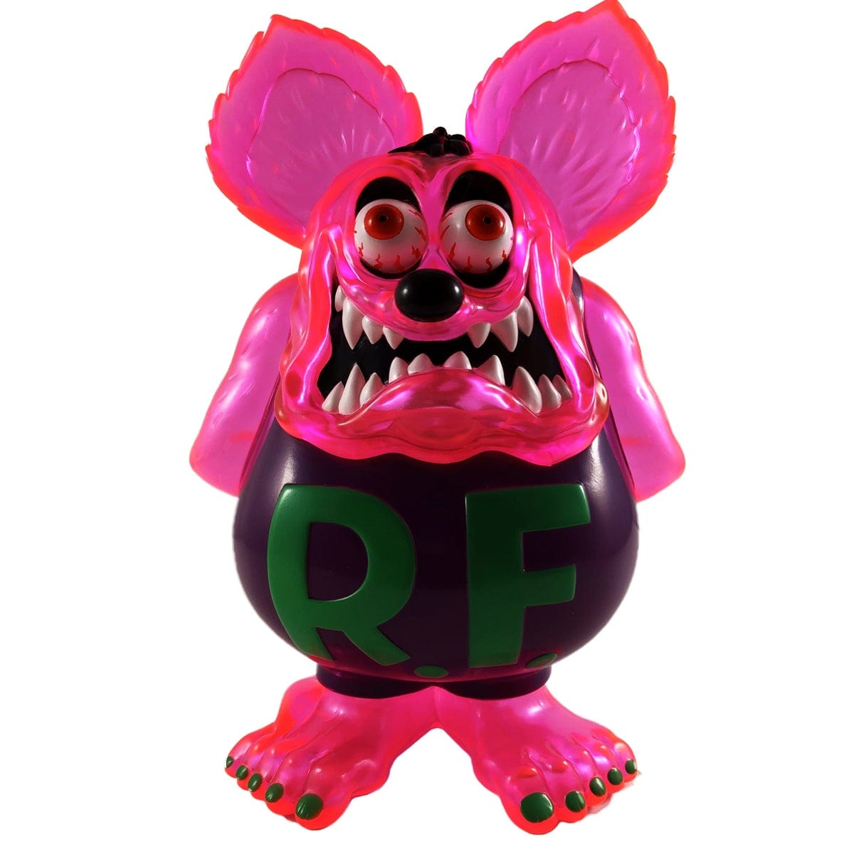 Ed Roth x Secret Base Rat Fink Translucent Pink Vinyl Figure - Collectible Art Toy for Pop Culture Fans, Home Decor & Office Display