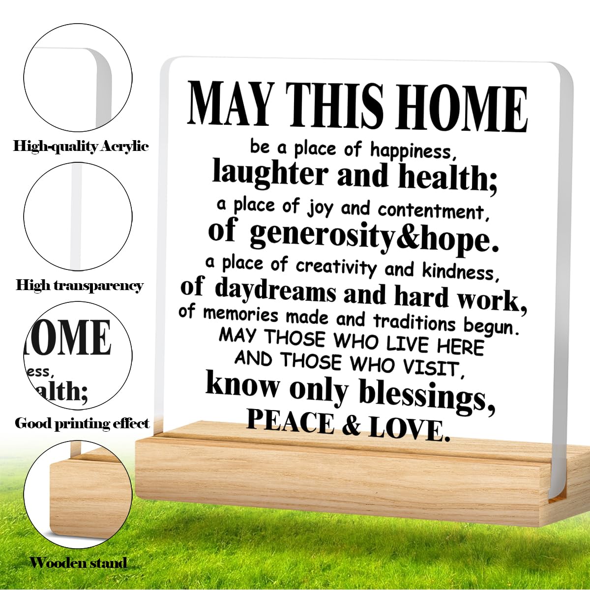 May This Home Acrylic Desk Sign - Inspirational Housewarming Gift for Women & Men - Religious Home Decor for New Homeowners, Office Desk, or Wedding Gift
