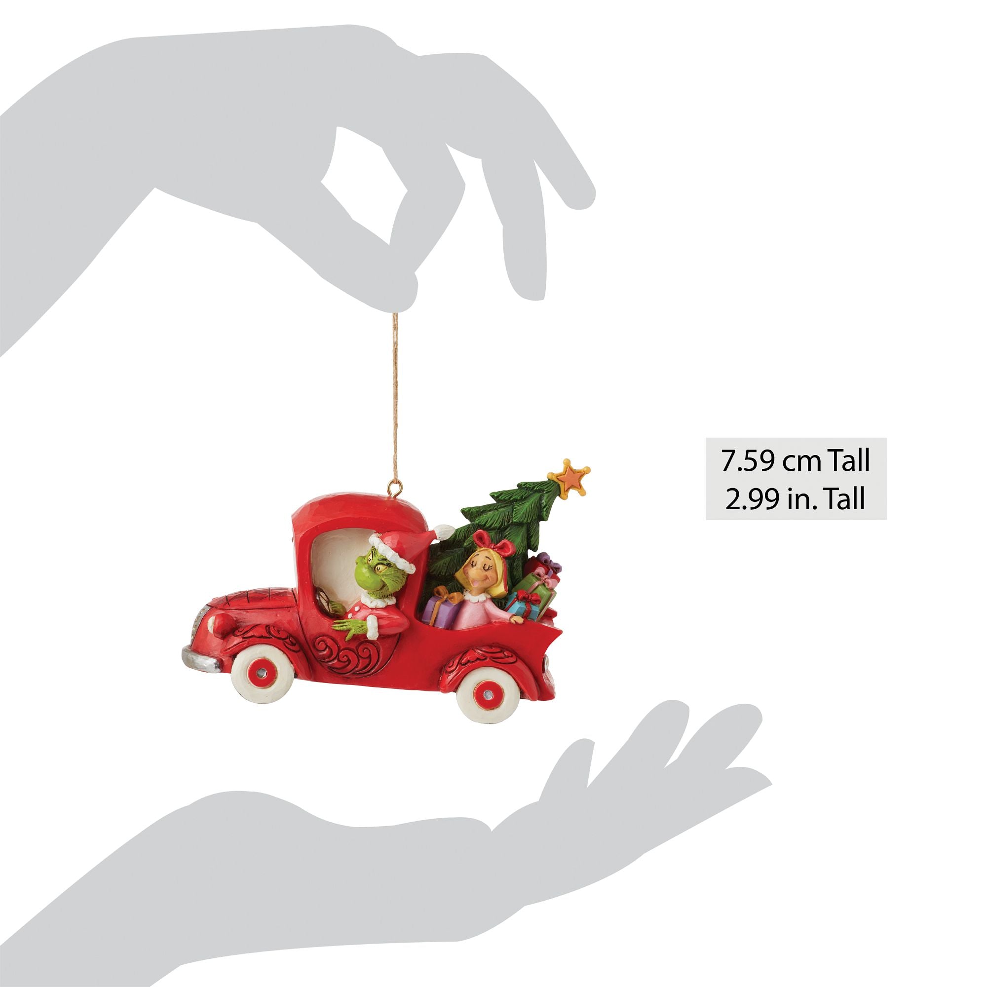 Christmas Grinch in Red Truck Ornament - Festive Holiday Decor for Tree, Home & Gifts