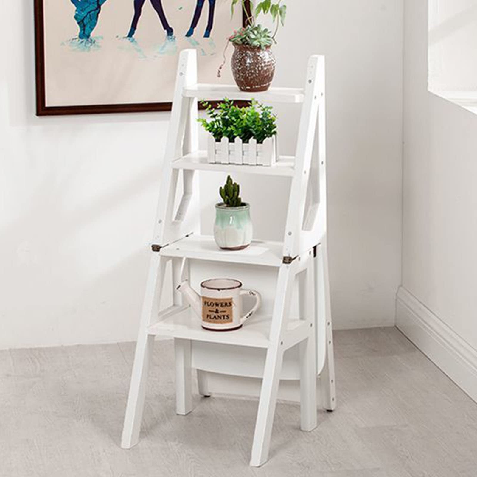 KAZUP Wooden Folding Step Stool for Indoor Use - Portable Ladder Stool, Non-Slip Home Step Stool for Kitchen, Bathroom, and Closet Organization - Perfect for Reaching High Shelves and Storage Spaces