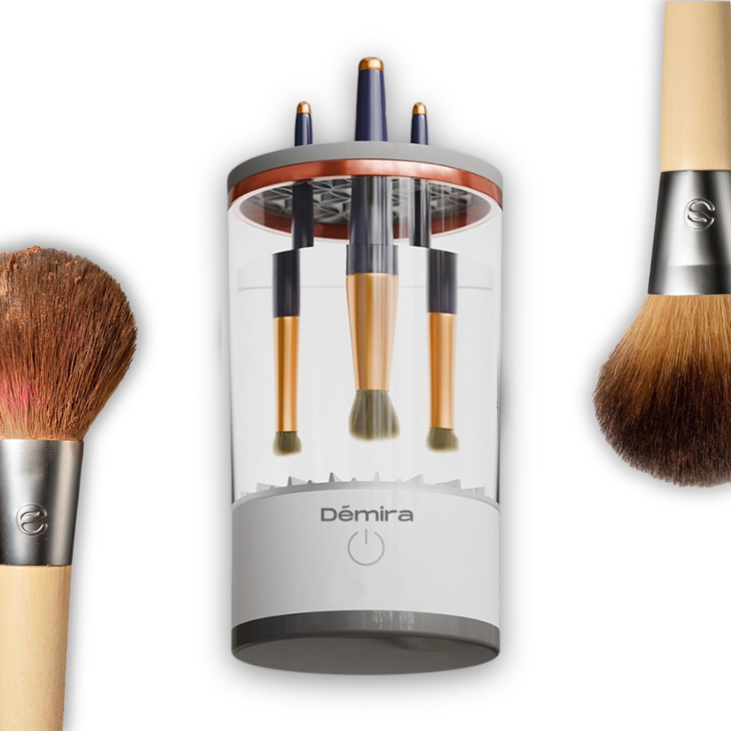 Démira Rinse Lilly™ - Upgraded Electric Automatic Makeup Brush Cleaner | Fast & Effortless Cosmetic Brush Cleaning Machine | Portable Makeup Brush Cleaning Pad & Mat | Perfect for Home, Salon & Travel Use | Essential Makeup Accessories for Beauty Lovers