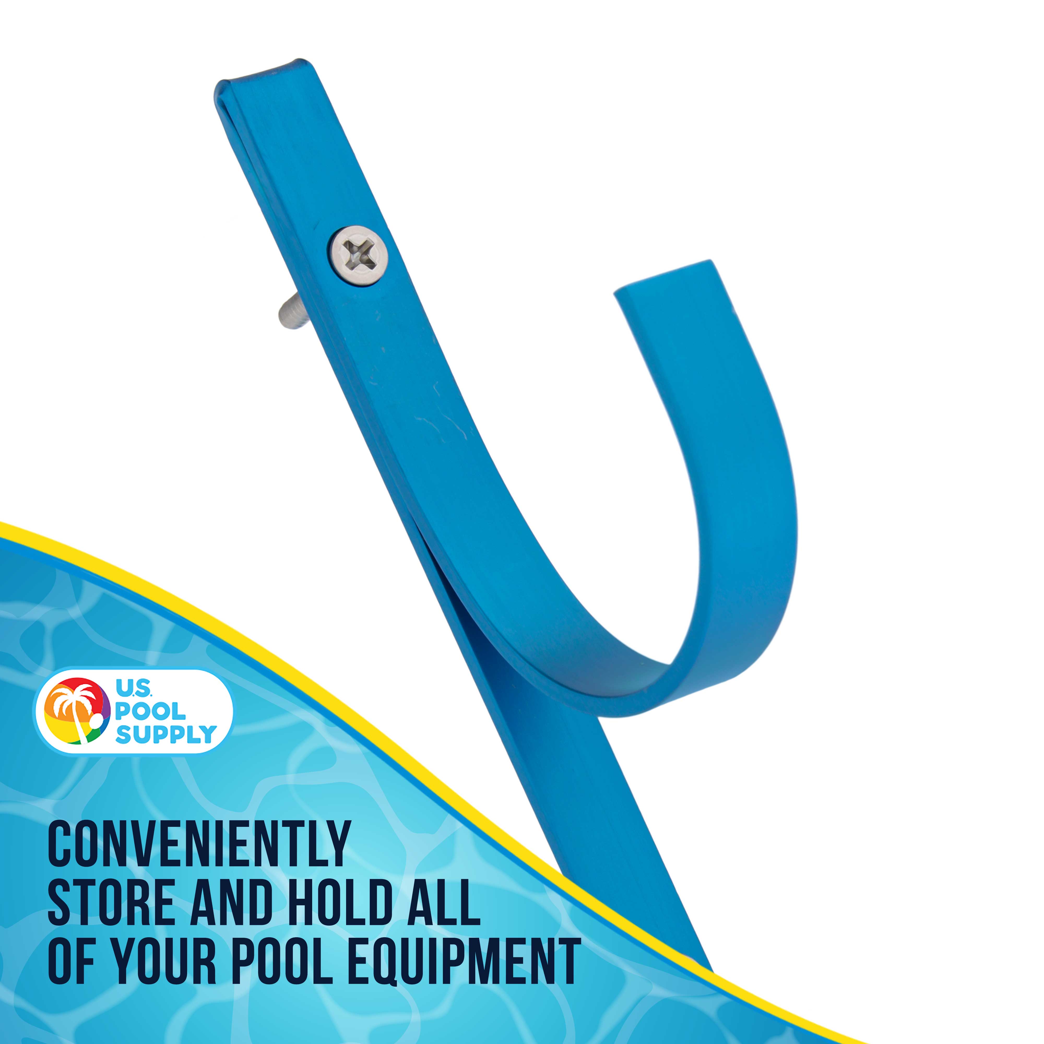 Premium Set of 2 Blue Aluminum Pool Hangers for Telescopic Poles - Heavy Duty Storage Solution for Pool Nets, Vacuums, Hoses & Accessories - Perfect for Organizing Swimming Pool Equipment & Maintaining Clean Backyard Oasis