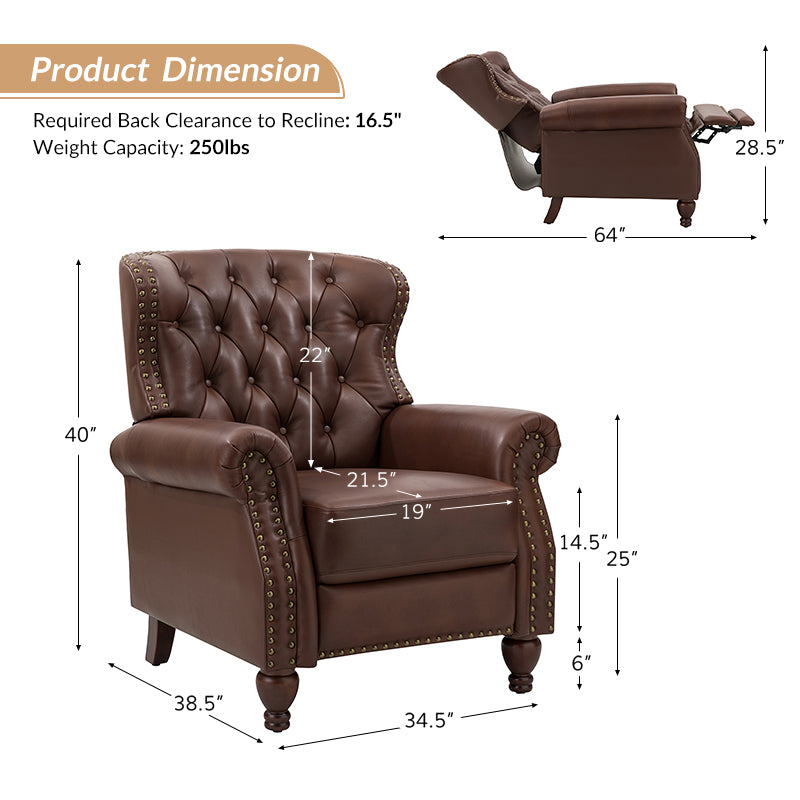 Premium Genuine Leather Oversized Recliner Chair for Living Room - Comfortable Lounge Chair for Home Theater, Reading Nook & Relaxation