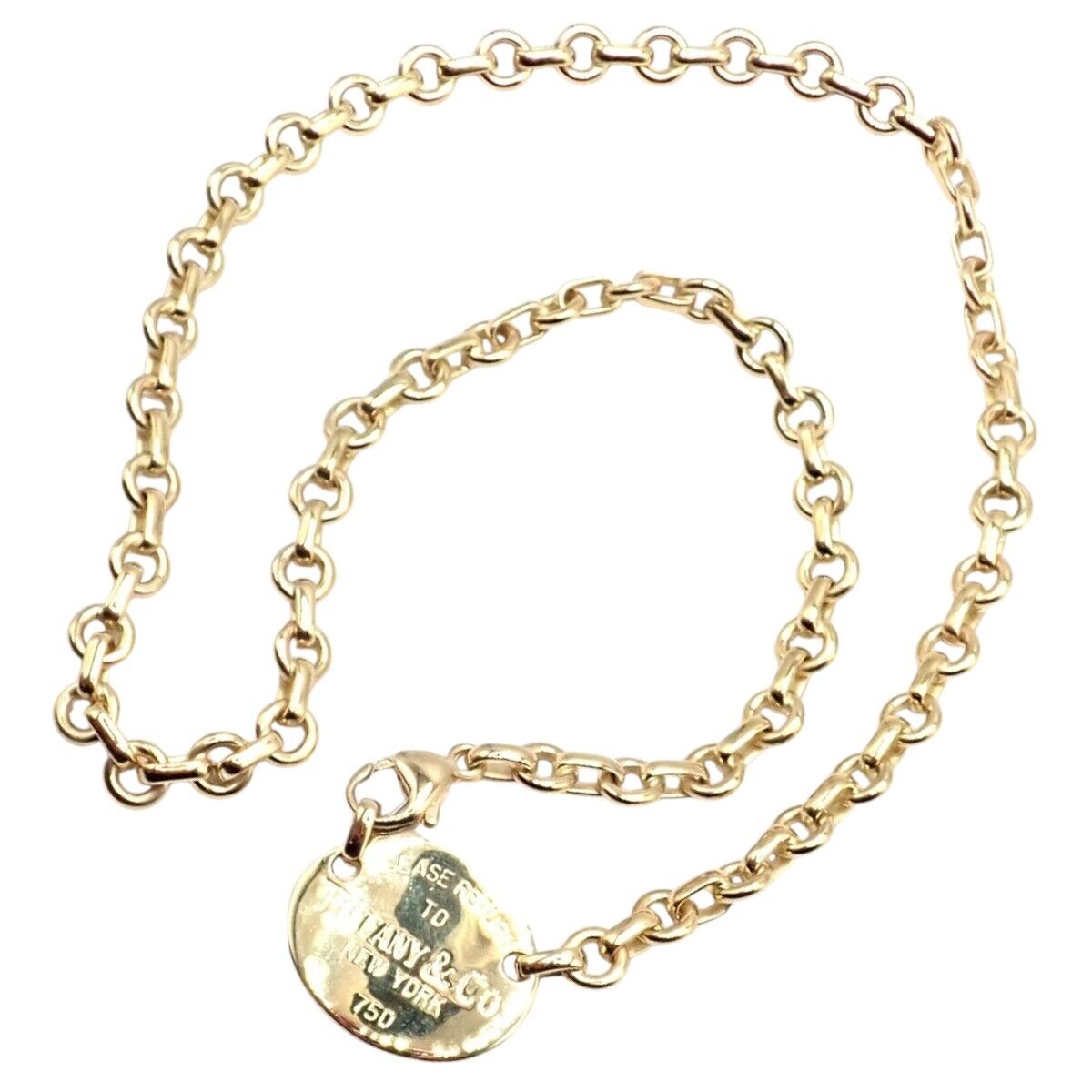 Authentic Tiffany & Co Return To Tiffany 18k Yellow Gold Oval Tag Link Necklace - Perfect for Gifts, Anniversaries & Special Occasions