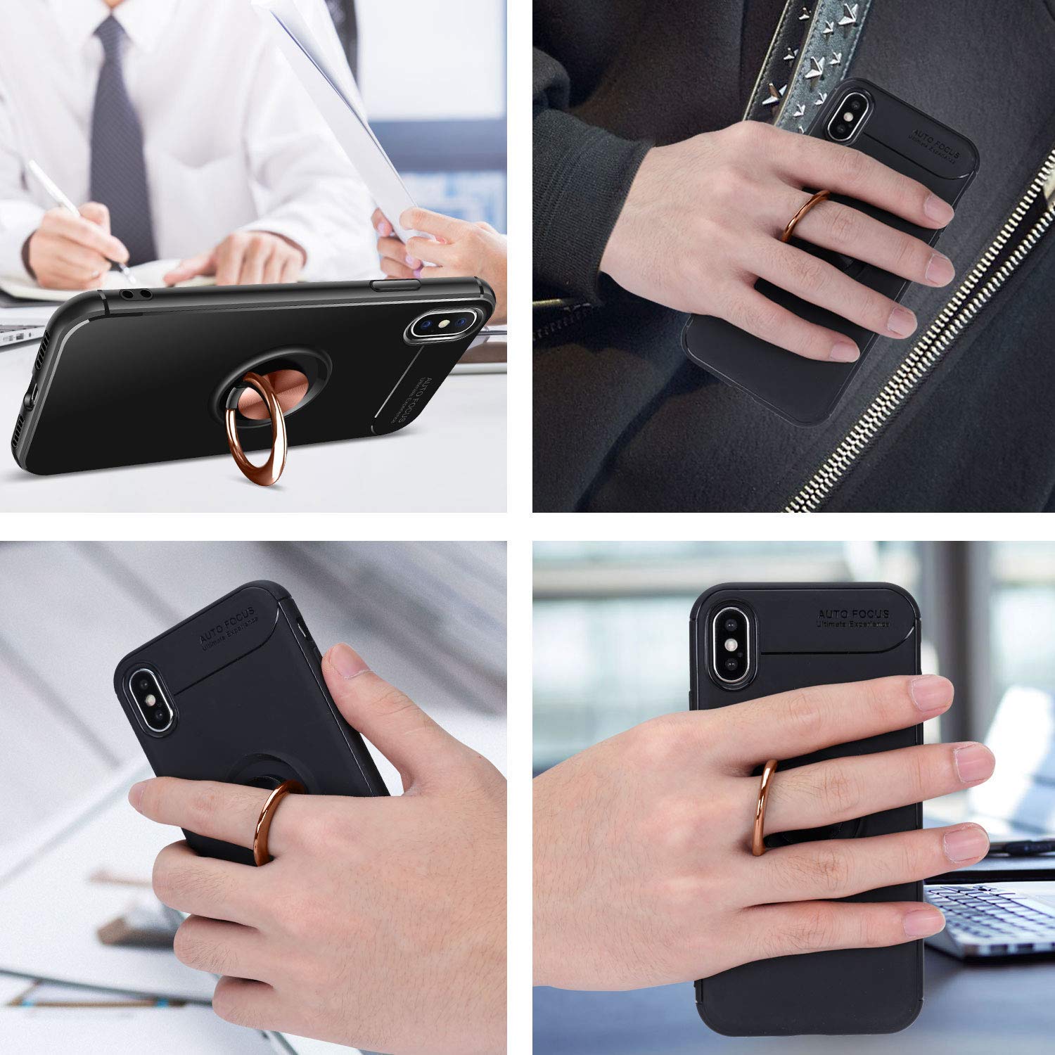 360° Rotating Magnetic Phone Case for iPhone X - Slim Soft TPU Cover with Metal Plate for Car Mount | Perfect for Driving, Gaming & Hands-Free Use