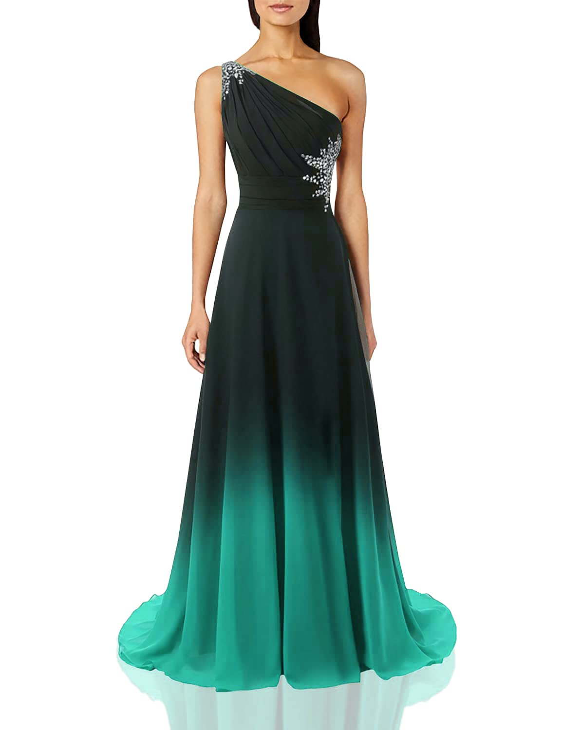ANGELA Women's One Shoulder Ombre Long Evening Dress for Prom, Wedding, Party & Formal Events - Elegant Gown for Special Occasions