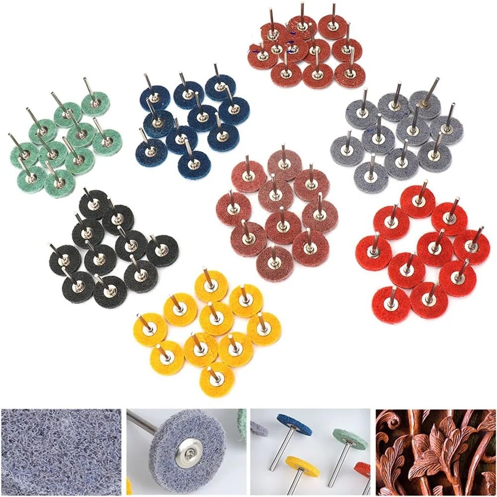 10PCS 3mm Shank Nylon Fiber Grinding Sanding Head Mini Brush Abrasive Wheel Buffing Polishing Wheel Tools for Grinder Rotary Tools, Grit 400 - Perfect for Metal, Wood & Jewelry Polishing, DIY Crafts & Automotive Detailing