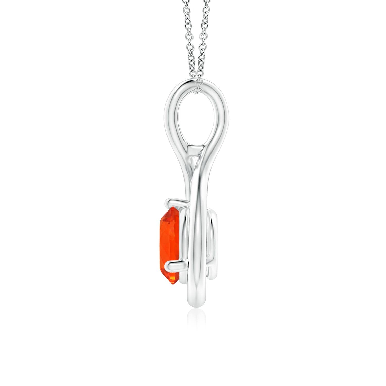 Natural Solitaire Round Fire Opal Infinity Twist Pendant in Sterling Silver/14K Gold/Platinum | Elegant Jewelry Gift for Women | Birthday, Engagement, Anniversary & Wedding Present | Perfect for Everyday Wear & Special Occasions