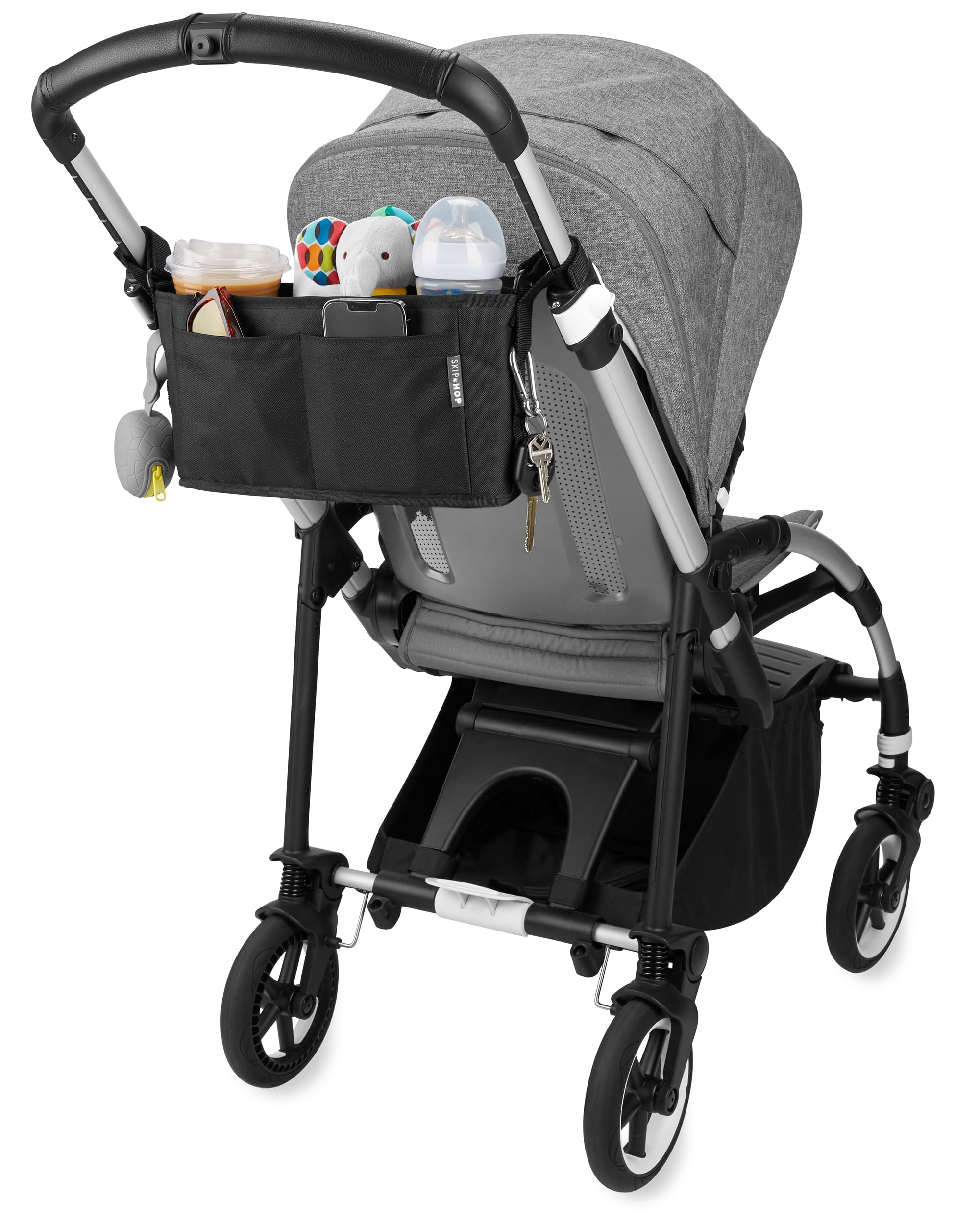Skip Hop Universal Stroller Organizer - Grab & Go Ultra in Black | Compact Baby Stroller Accessory for Diapers, Bottles & Essentials | Perfect for Shopping, Travel & Daily Walks