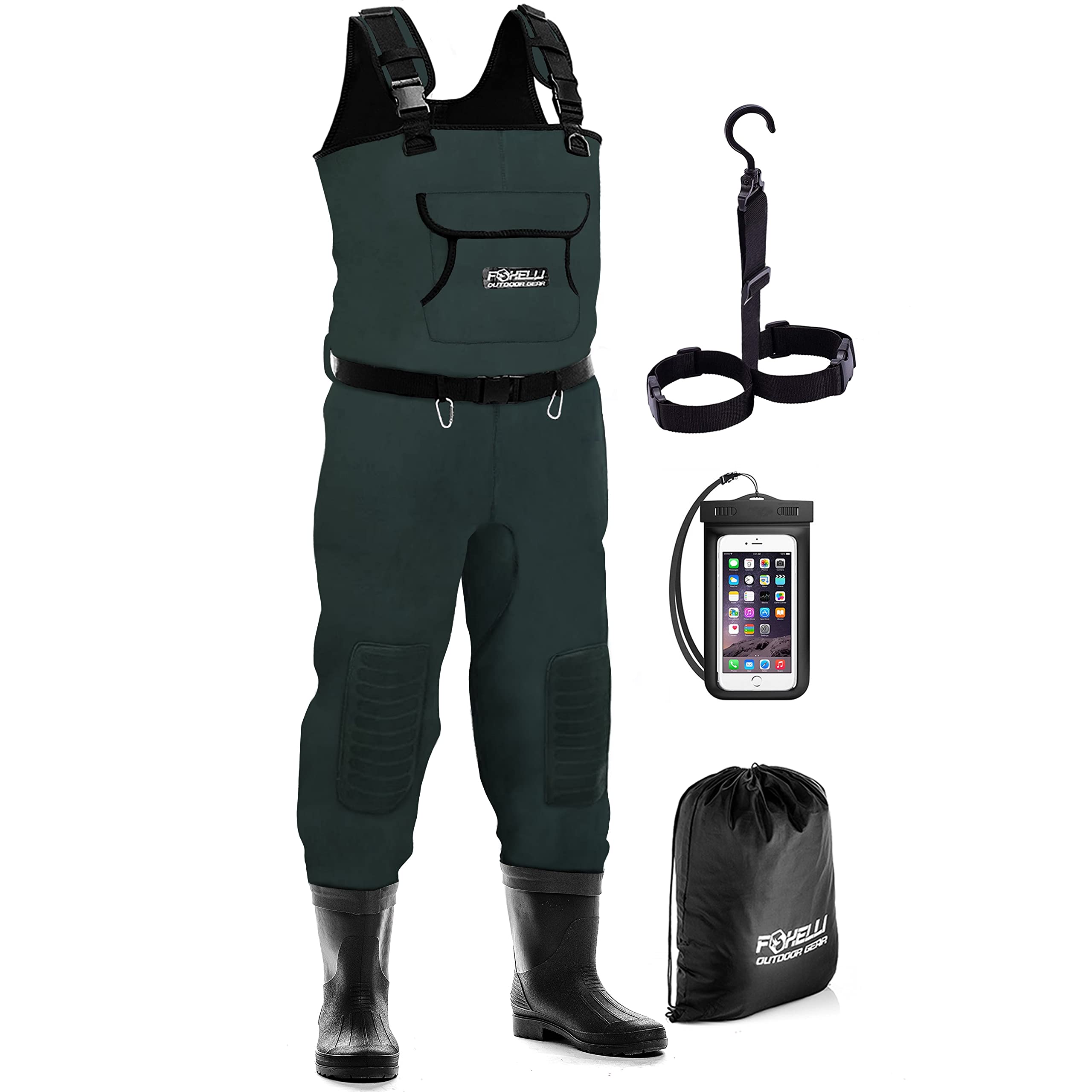 Foxelli Neoprene Chest Waders for Men & Women - Camo Waterproof Hunting & Fishing Waders with Boots - Ideal for Duck Hunting, Fly Fishing & Outdoor Adventures