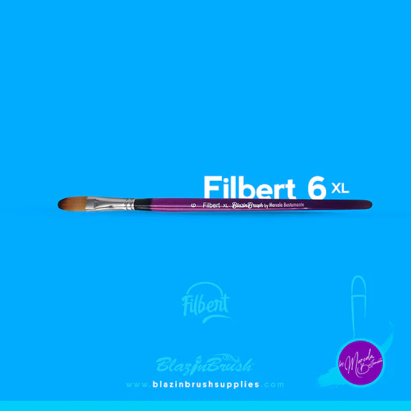 Blazin Brush Filbert 6 XL - Professional Artist Paint Brush for Oil & Acrylic Painting - Perfect for Canvas, Wood & Fabric Art Projects