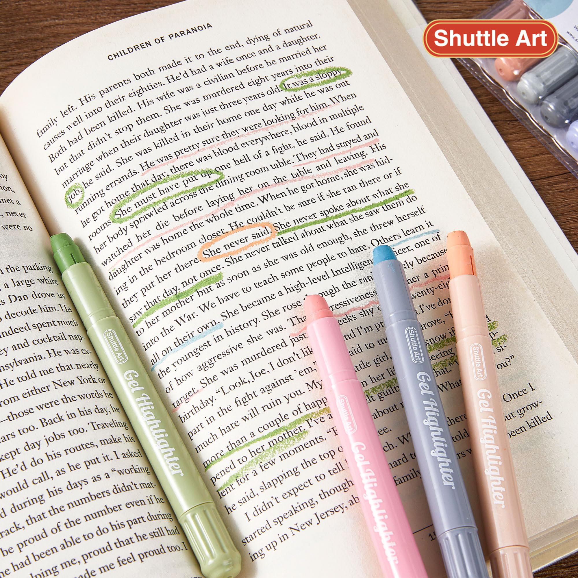 Shuttle Art No Bleed Bible Highlighters & Pens - 12 Mild Colors Gel Highlighters for Bible Journaling, Note Taking & Studying - Perfect for Scripture Marking, School Notes & Planner Organization