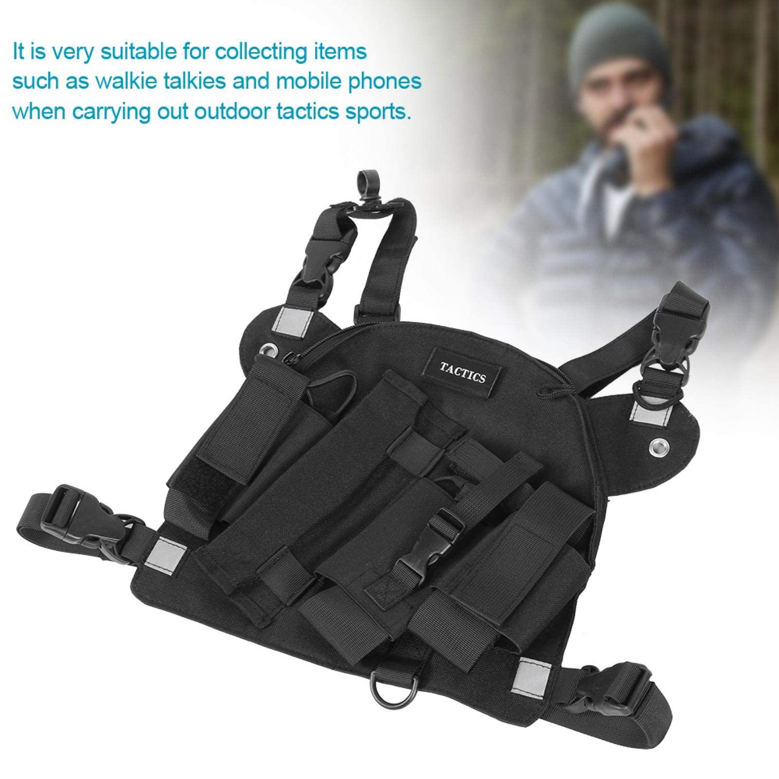 Socobeta Adjustable Chest Rig Bag - Tactical Shoulder Pack with Radio Holster Holder for Men & Women (Black) - Perfect for Hiking, Airsoft, Hunting & Outdoor Adventures