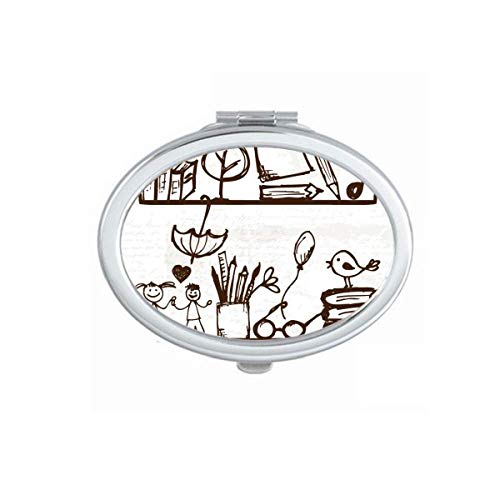 DIYthinker Cute Kids Illustration Bookshelf Mirror - Portable Folding Double-Sided Makeup Mirror for Children's Room, College Dorm & Travel | Perfect for Makeup, Dressing & Home Decor