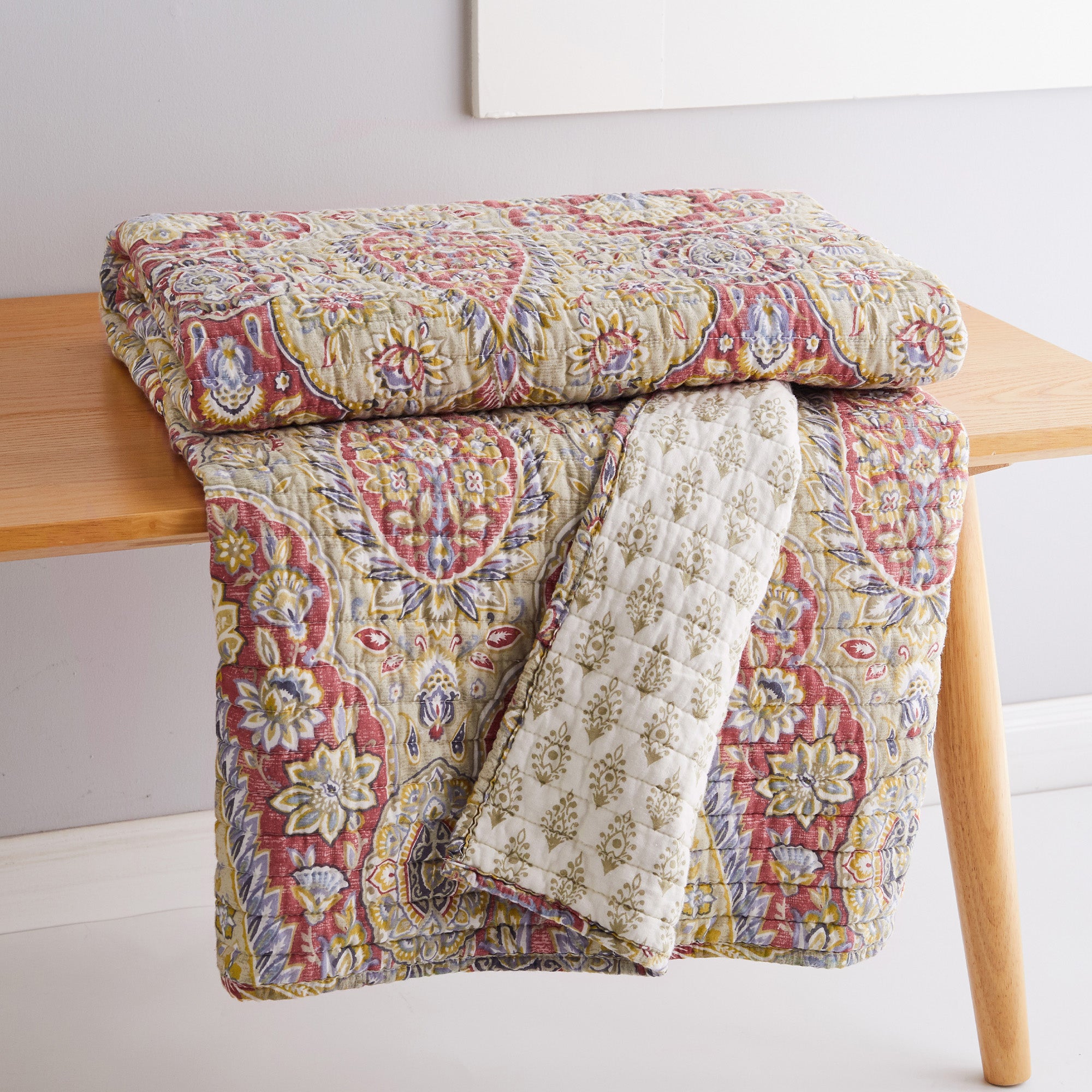 Emel Red Quilted Throw Blanket - Soft & Cozy Bedspread for Couch, Sofa, Bed - Perfect for Winter Warmth, Home Decor & Gift Giving