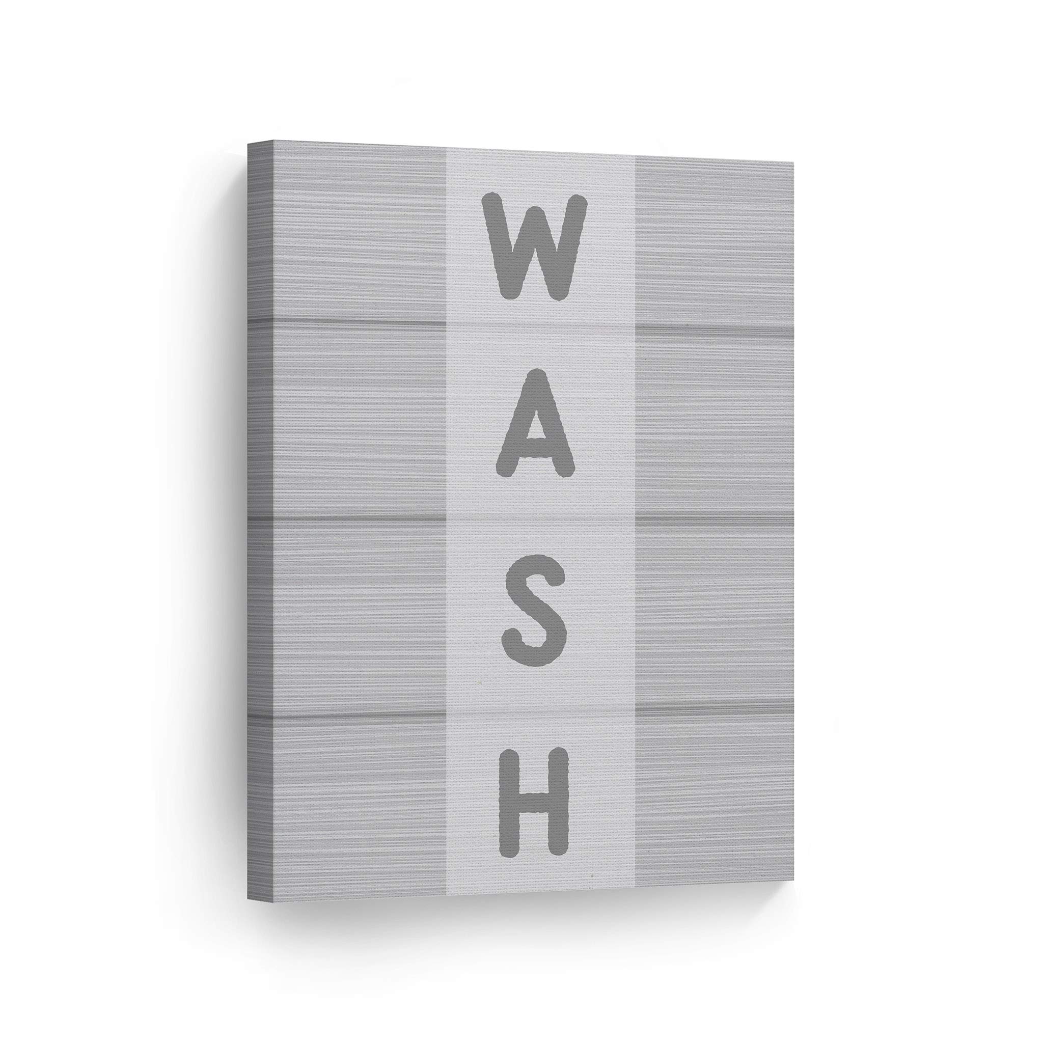 Funny Bathroom Canvas Print - Wash Grey Typography Wall Art for Home Decor | Ready to Hang 28x19 | Perfect for Powder Rooms & Guest Baths