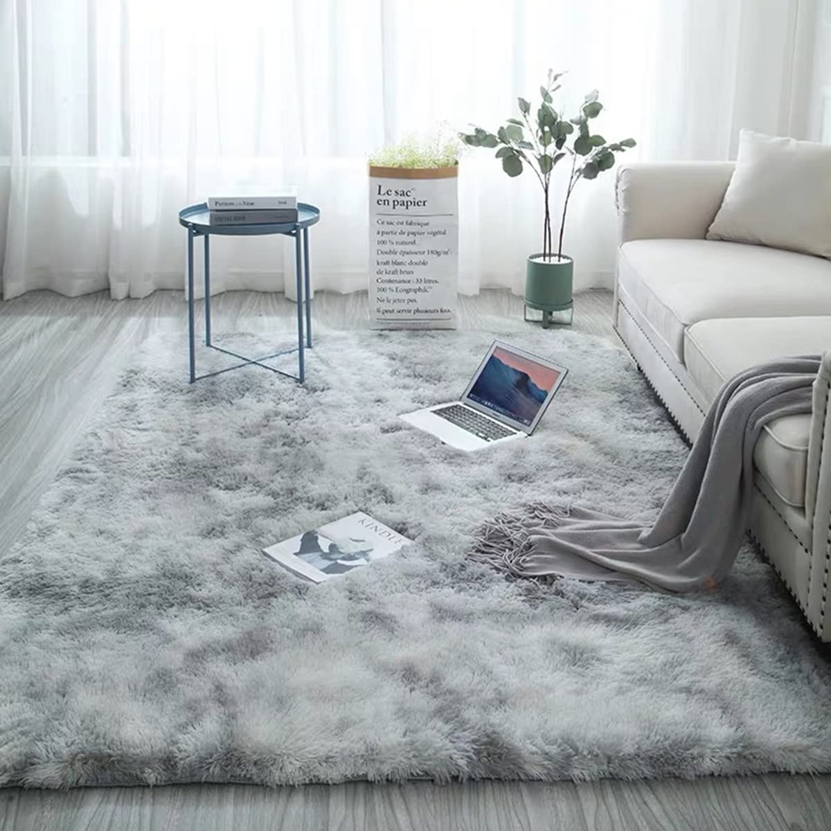 Premium Soft Fluffy Shaggy Area Rugs - Ultra Plush Fuzzy Carpet for Bedroom, Living Room, Nursery & Kids Room - Light Blue Home Decor Rectangular Rug - Perfect for Cozy Spaces, Dorm Rooms & Modern Interior Design