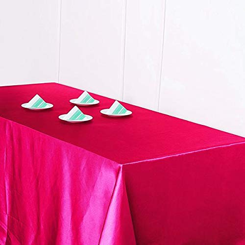Fuchsia Satin Rectangle Tablecloth 90x156 Inches - Elegant Wedding Reception Table Cover, Durable Dining Table Linen for Kitchen, Banquet & Special Events - Perfect for Weddings, Parties & Formal Gatherings