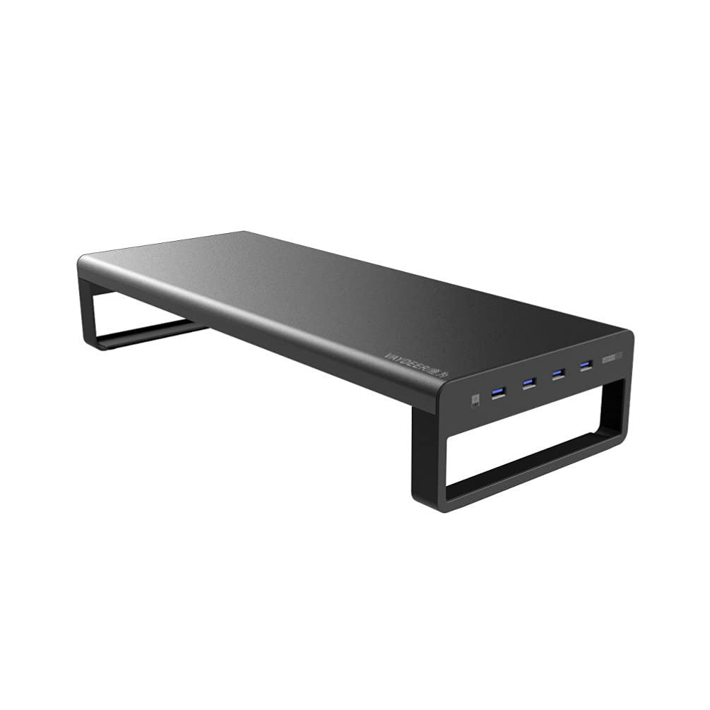 SOLUSTRE Adjustable Monitor Stand Riser - Ergonomic Laptop & Desktop Screen Elevator with USB Hub - Perfect for Home Office, Gaming Setup & Workspace Organization