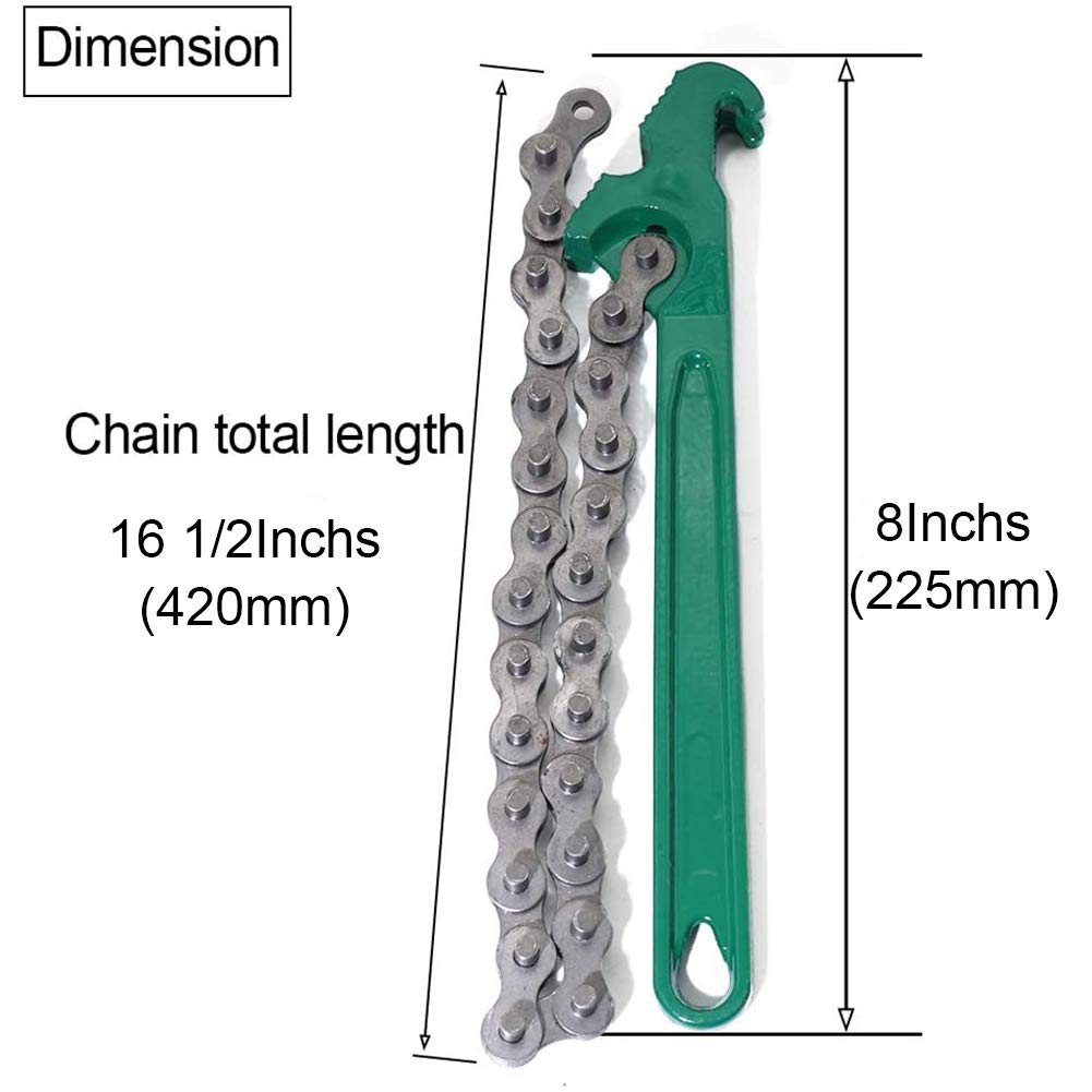 8-Inch Oil Filter Chain Wrench - Heavy Duty Pipe Fitting Tool for Automotive Maintenance, Plumbing & DIY Projects - Perfect for Mechanics & Home Repair