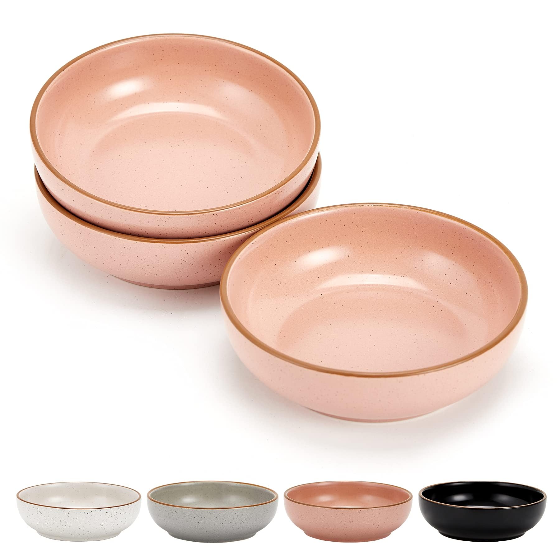Premium Ceramic Cat Bowls Set of 3 - Non-Tip Pet Food & Water Dishes for Cats & Small Dogs, 5.19 Inch Matte Pink Bowls - Durable, Easy to Clean, BPA-Free - Perfect for Home, Kitchen, or Travel Use