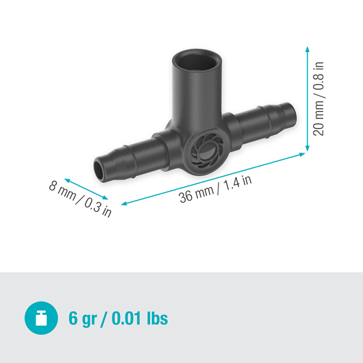 Gardena T Joint for Spray Nozzles & Endline Drip Heads 4.6mm (3/16