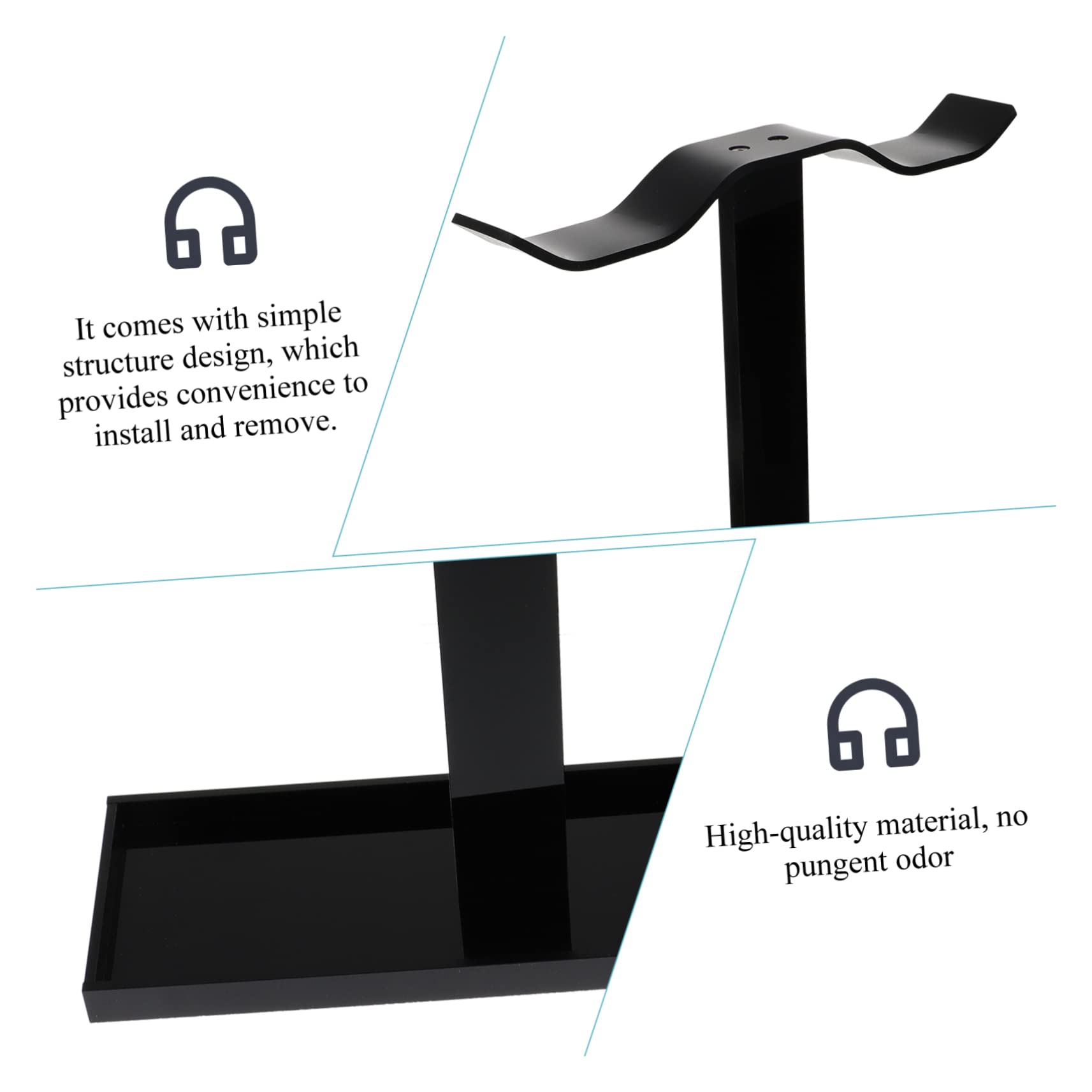 Uonlytech 4-Pack Headphone Hanger Hook - Adjustable Headset Stand with Non-Slip Base, Gaming Headphone Holder for Desk, Office, and Home Organization (Black) - Perfect for Gamers, Streamers, and Workspace Setup