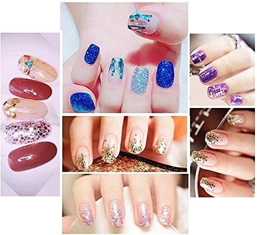 Belicia 48-Piece DIY Nail Art Charms Kit - 3D Holographic Glitter, Iridescent Flakes & Nail Sequins for Nail Art, Body, Face & Hair Decoration | Perfect for Salon, Home Manicure & Party Makeup Looks
