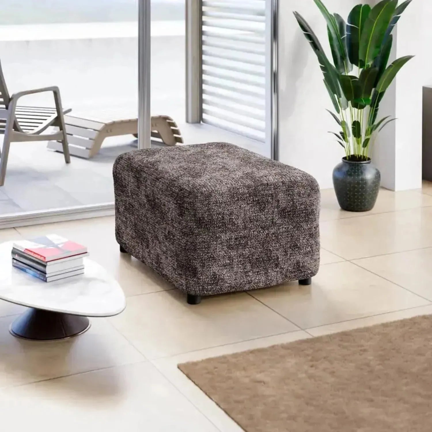 Medium Ottoman Slipcover - Microfiber Printed Collection - Perfect for Living Room, Bedroom & Home Decor