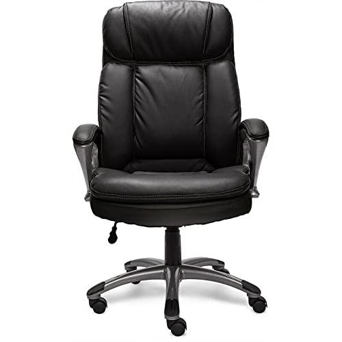 Premium LCSA Executive Office Chair - Ergonomic Black Bonded Leather Desk Chair with Lumbar Support | Perfect for Home Office, Gaming & Workspace Comfort