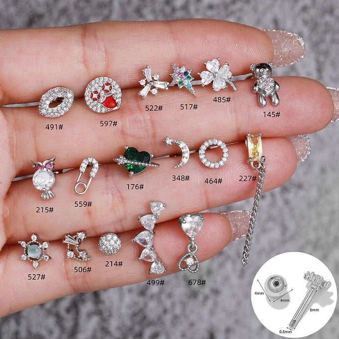 20G Cartilage Conch Studs & Helix Earrings - Surgical Steel Barbell Back Earrings for Tragus, Helix, Conch Piercings | Perfect for Everyday Wear, Parties & Special Occasions