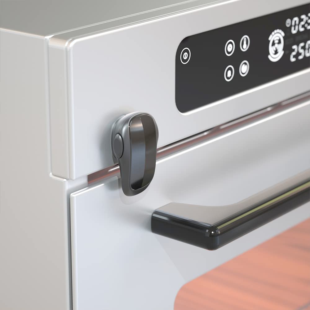 SAFELON Baby Safety Oven Door Lock - 1 Pack Double Button Child Proof Oven Latch for Kitchen, Stove & Appliance Safety (Black) - Prevent Toddler Burns & Keep Kids Safe While Cooking
