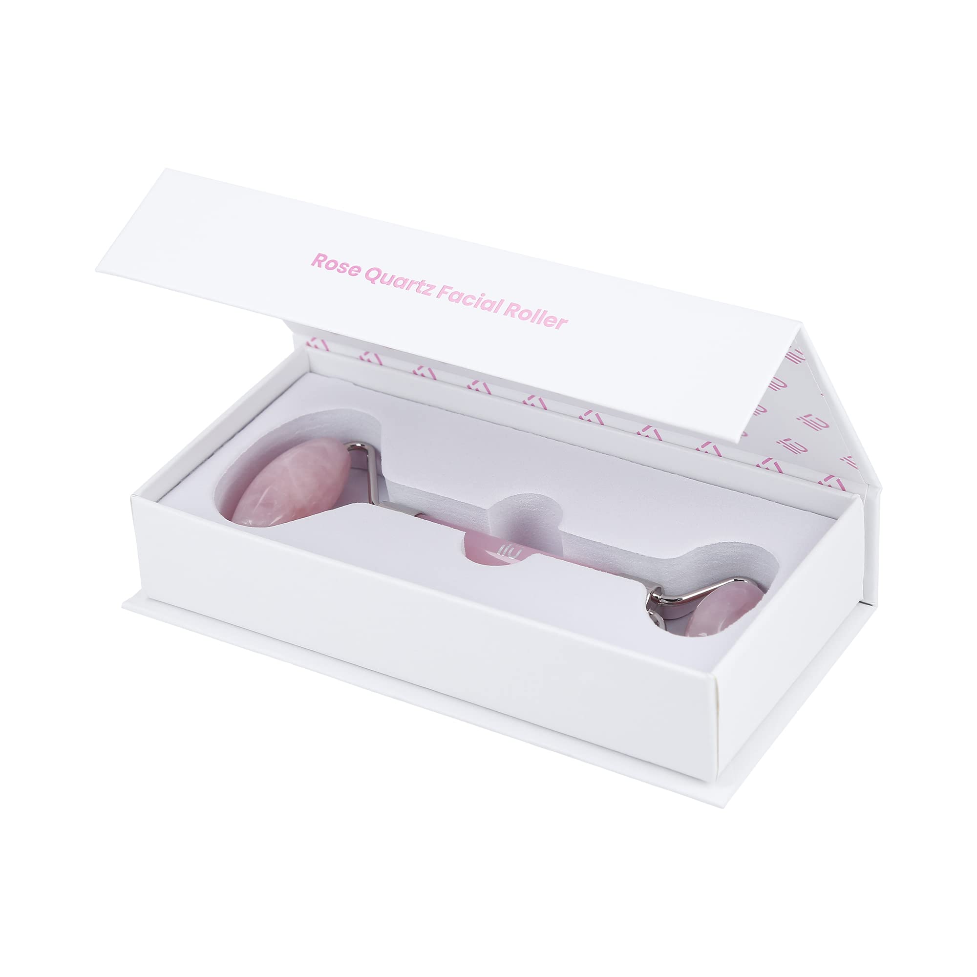 Rose Quartz Facial Roller for Face & Neck Massage - TB TOOLS FOR BEAUTY ILU MU Acc - Reduce Puffiness & Wrinkles, Improve Skin Care Routine, Perfect for Home Spa & Self-Care