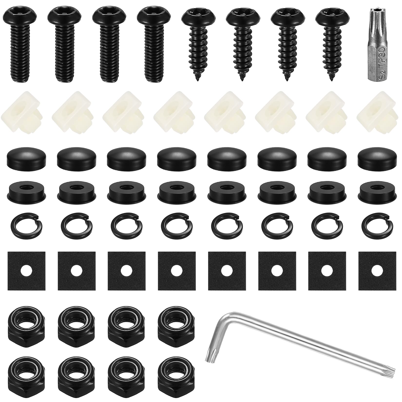 50pcs Black Anti-Theft License Plate Screws Kit - Stainless Steel Car Mounting Hardware for Securing Front/Rear Plates & Frames | Durable, Rustproof Fasteners for Vehicle Registration Tags & Covers (Perfect for Theft Prevention & Long-Lasting Protection)