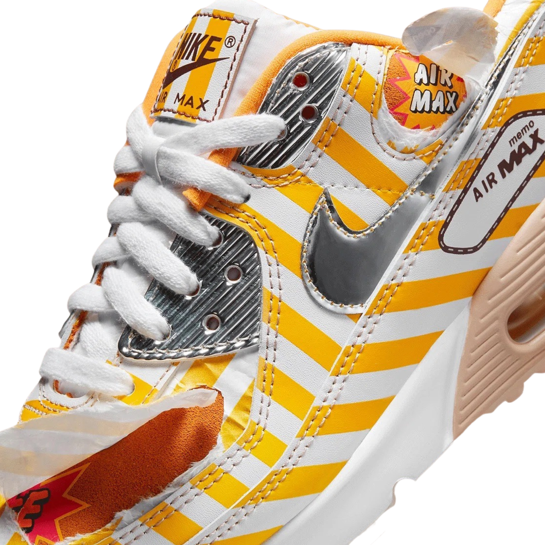 Nike Air Max 90 Sneakers - Fried Chicken Speed Yellow & Shimmer White - Running Shoes for Men & Women - Perfect for Casual Wear, Gym & Street Style