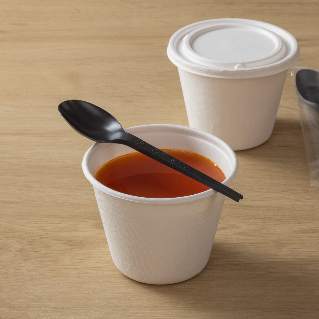 Eco-Friendly Black CPLA Plastic Spoons - 250 Count, Heat Resistant, Compostable, 6.5 Inch Disposable Cutlery for Parties, Picnics & Catering