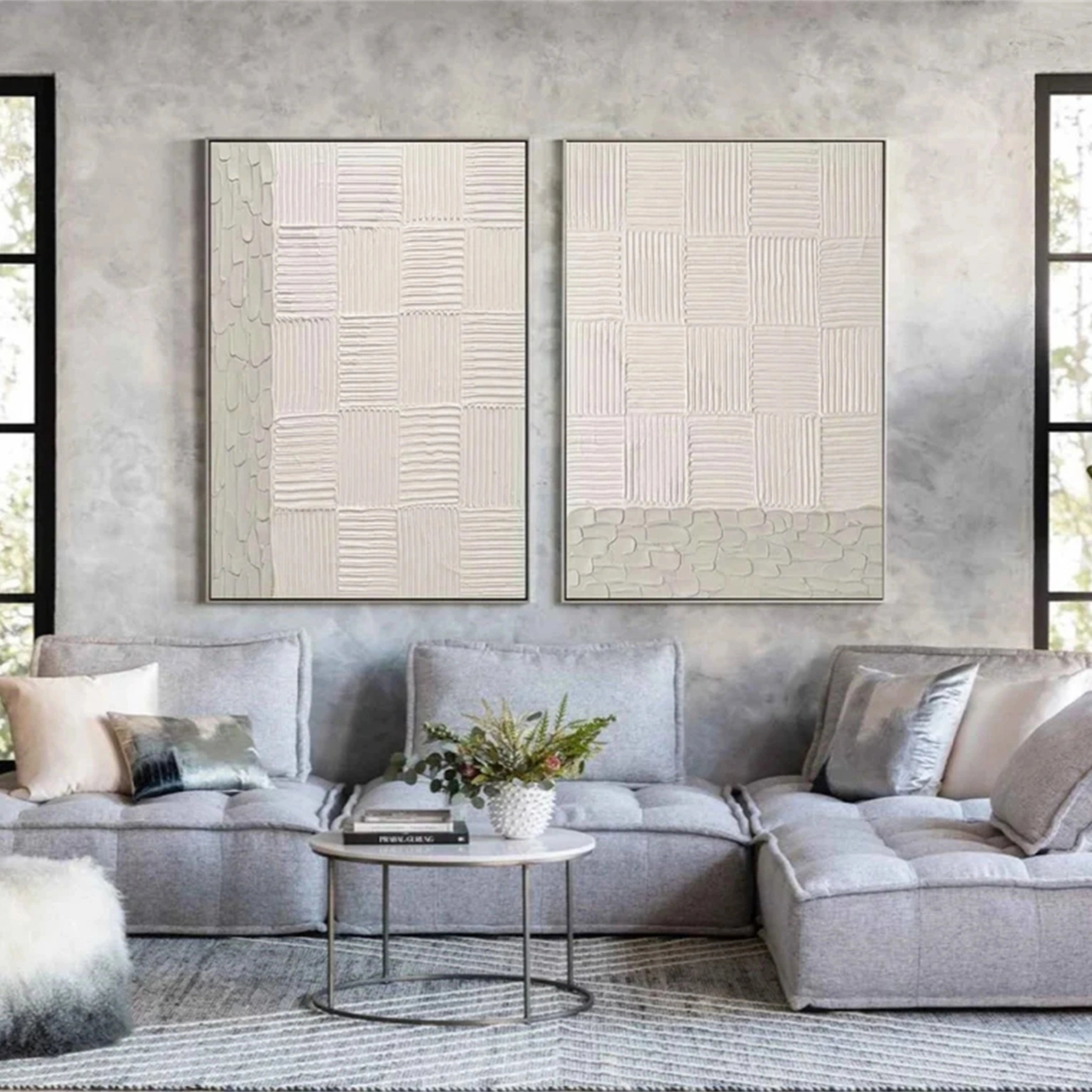Abstract Tranquility Wall Art Set of 2 - Modern Canvas Paintings for Living Room, Bedroom & Office Decor #WS119 | Perfect for Home & Office Interior Design