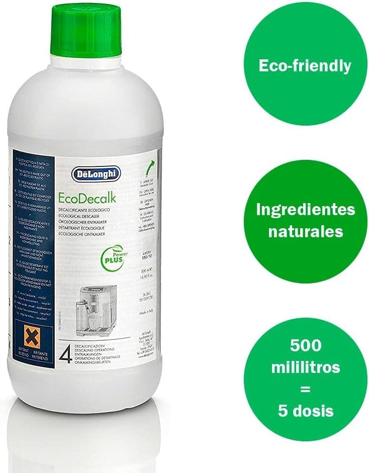 DeLonghi EcoDecalk Liquid Descaler for Coffee Machines (500ml) - Removes Limescale & Extends Appliance Life - Perfect for DeLonghi, Nespresso & Keurig Coffee Makers - Use Every 2-3 Months for Optimal Performance