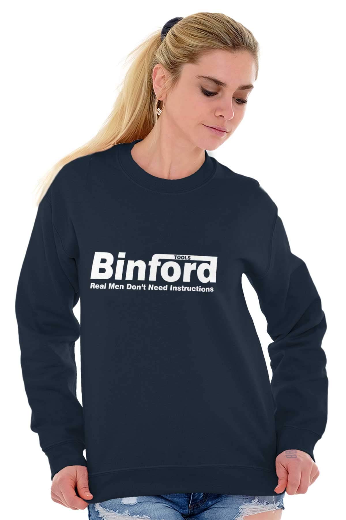 Brisco Brands Binford Tools Real Men No Instruction Sweatshirt - Unisex Pullover Hoodie for Men & Women | Perfect for DIY Projects, Construction Work & Casual Wear