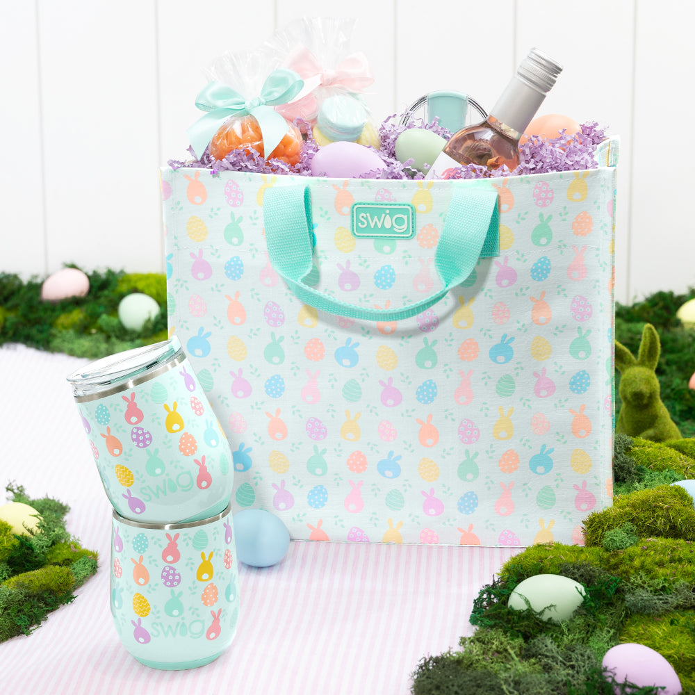 Reusable Large Easter Egg Hunt Tote Bag - Durable & Eco-Friendly Shopping Bag for Easter Egg Hunts, Groceries, and Beach Trips