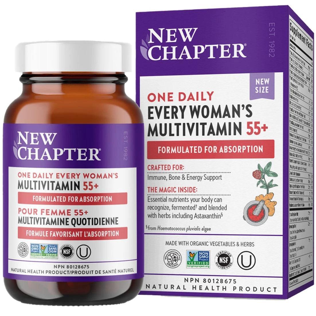 New Chapter Every Woman's One Daily Multivitamin for Women 55+ | 60 Tablets | Supports Bone, Heart & Immune Health | Perfect for Active Seniors & Menopause Support