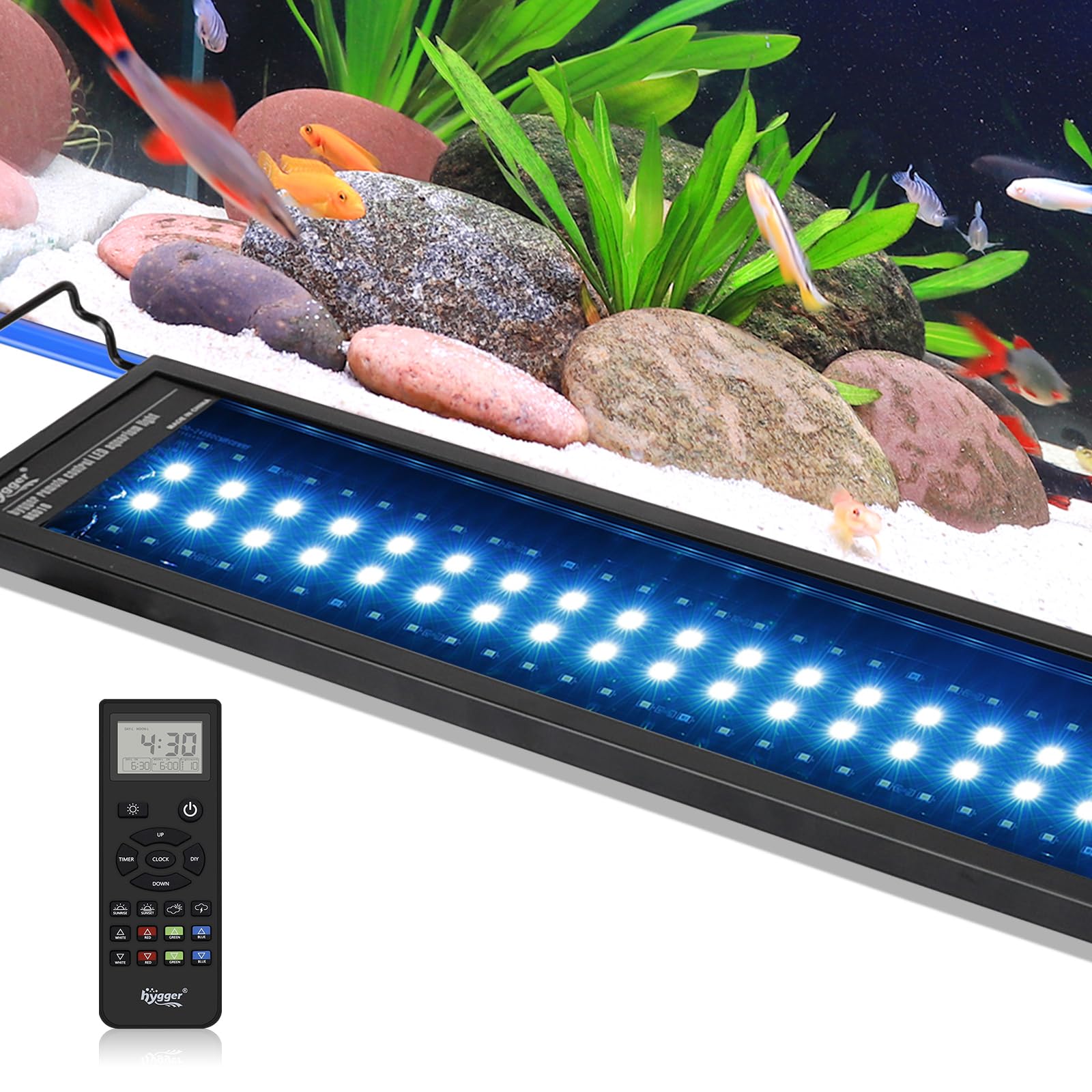 Hygger Advanced Remote Control Aquarium LED Light - Full Spectrum Customizable Lighting for Freshwater Planted Tanks with DIY, Default & Weather Modes | Perfect for Plant Growth, Fish Health & Home Decor
