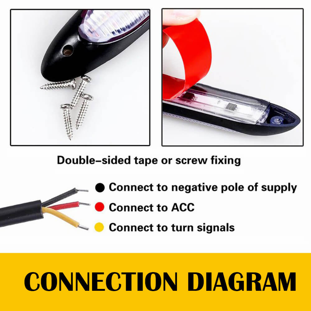 Universal LED Daytime Running Lights Strips - White & Amber Turn Signal (15.5/23.5/27.5/34.5cm) | DRL Car Lights for Enhanced Visibility & Safety | Perfect for Trucks, SUVs & Custom Vehicles