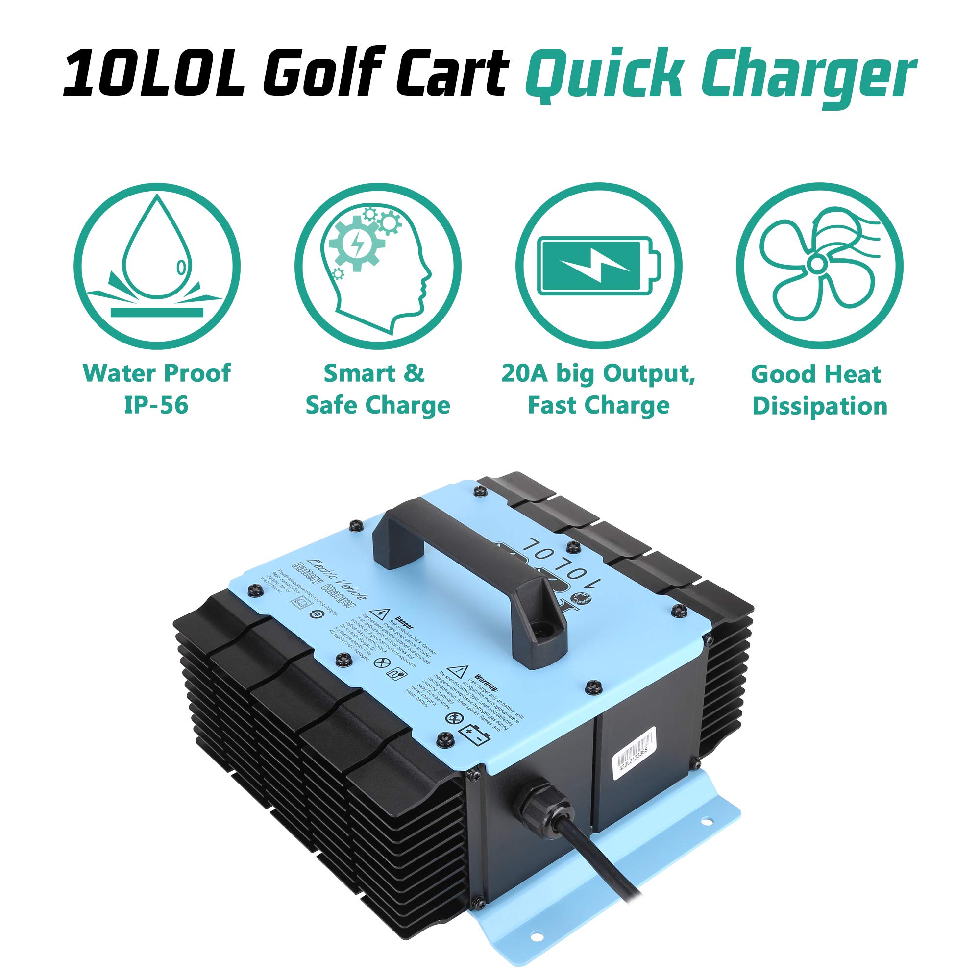 36V 18A Golf Cart Battery Charger for Yamaha & EZGO with Crowfoot Plug - Fast Charger for 10L0L18 Batteries | Perfect for Golf Carts, Utility Vehicles & RV Power Supply