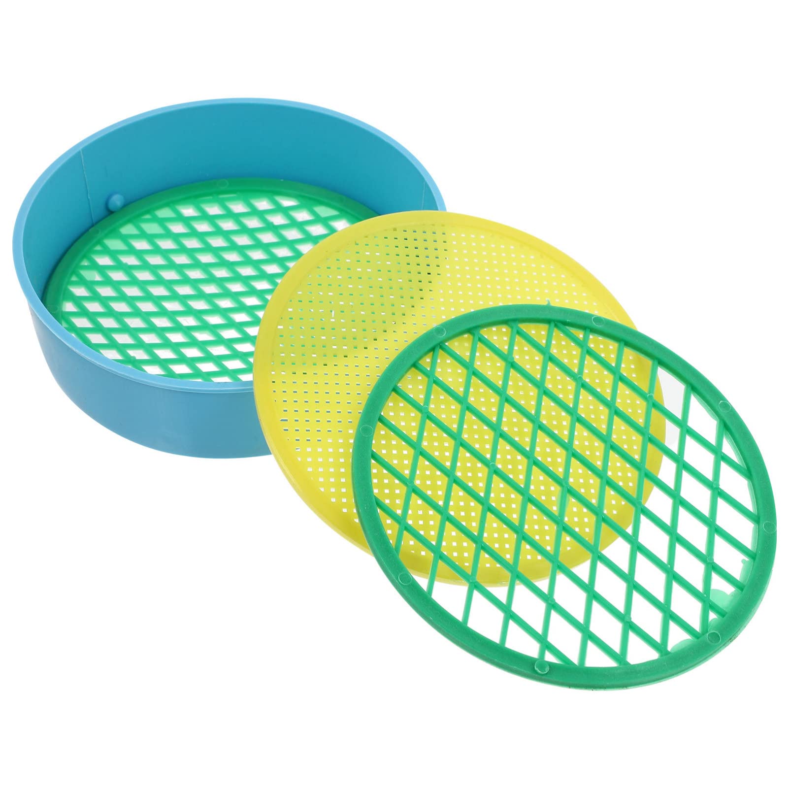 Zerodeko 4-Piece Plastic Sand Sifter Set - Garden Sieve, Beach Sand Sifter Pan, Soil Strainer & Shell Sifter for Kids Outdoor Play, Backyard Gardening, Beach Party Favors and Park Activities