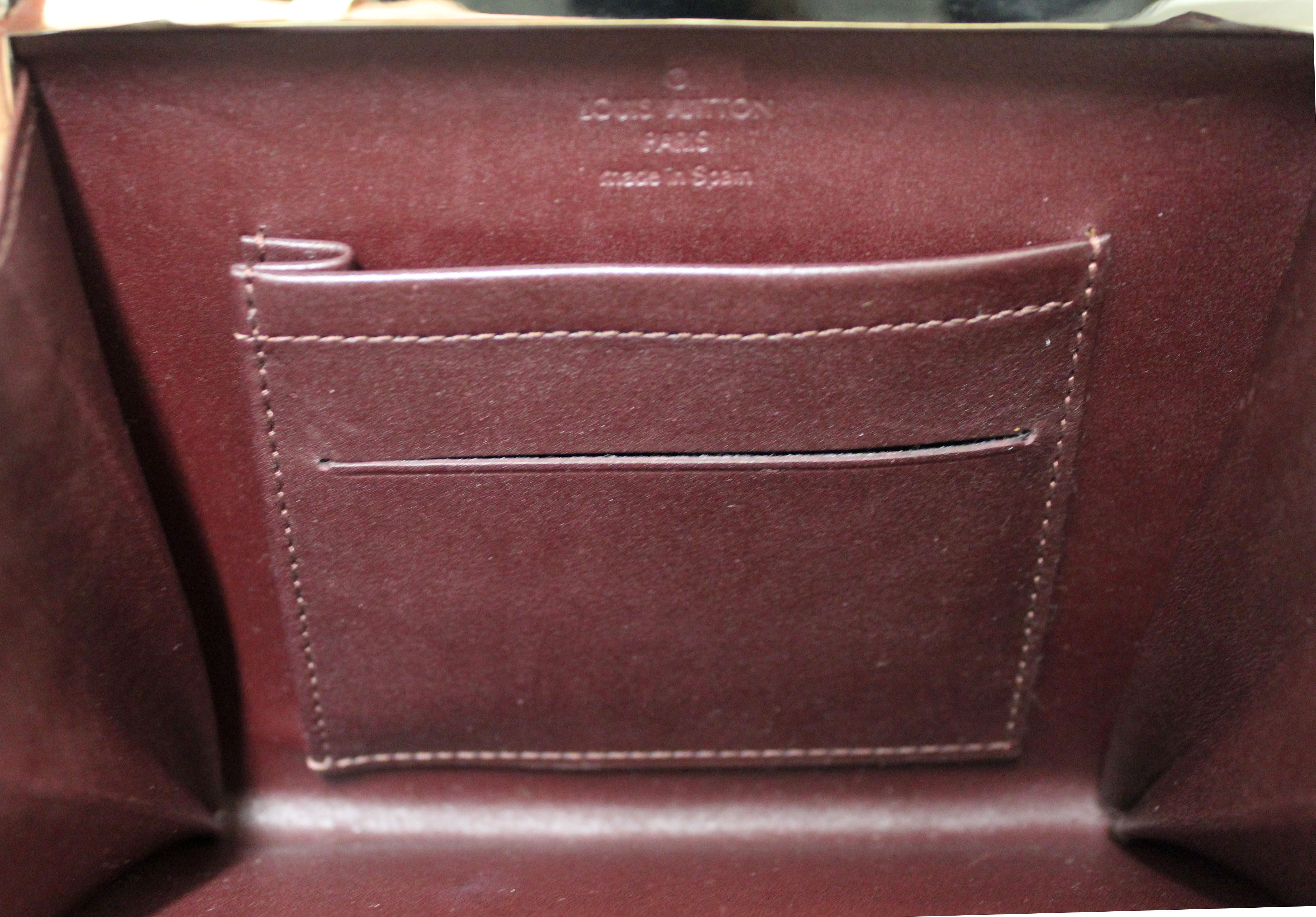 Authentic Louis Vuitton Burgundy Damier Vernis Leather Ange MM Clutch Bag for Women | Luxury Evening Purse for Parties, Weddings & Special Occasions