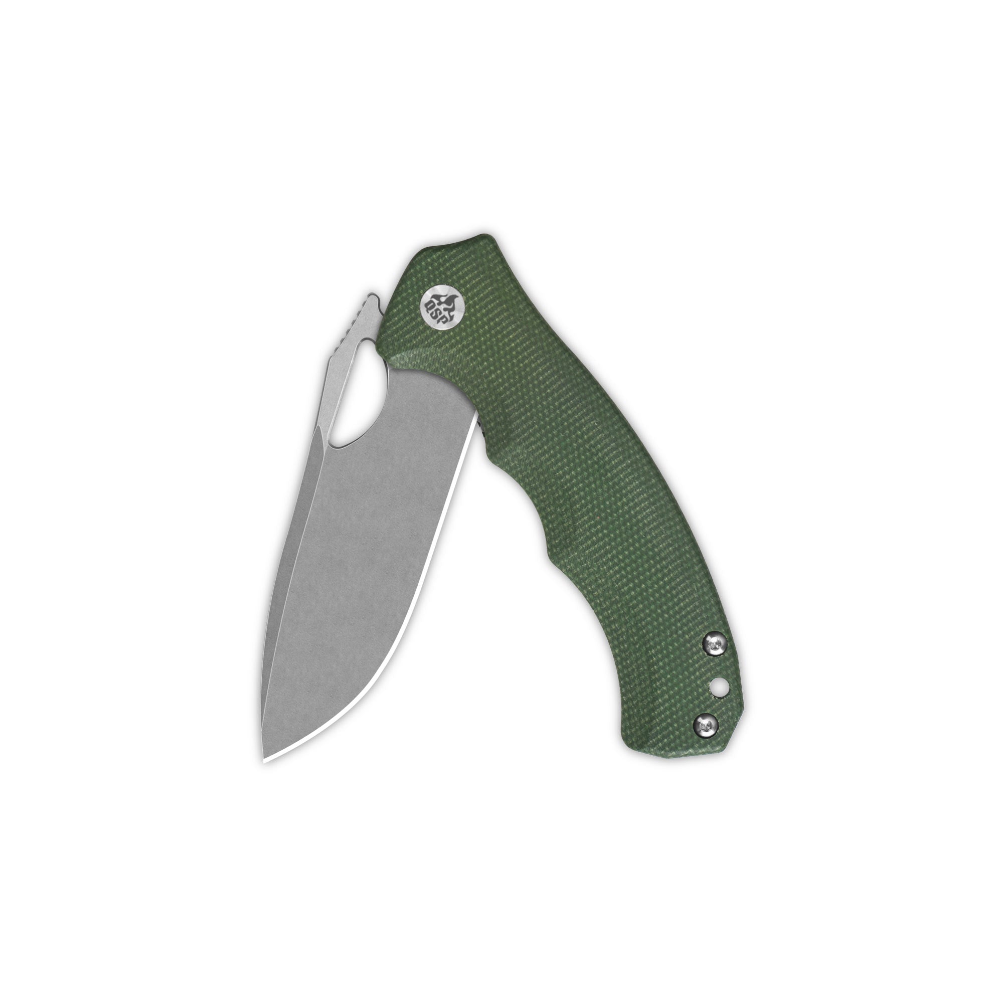 QSP Gorilla Liner Lock Pocket Knife - 14C28N Stainless Steel Blade with Green Micarta Handle - EDC Folding Knife for Camping, Hiking & Outdoor Survival